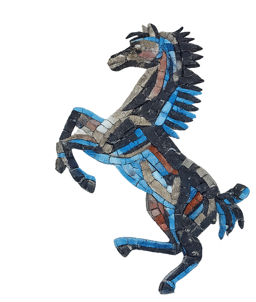 Blue horse mosaic