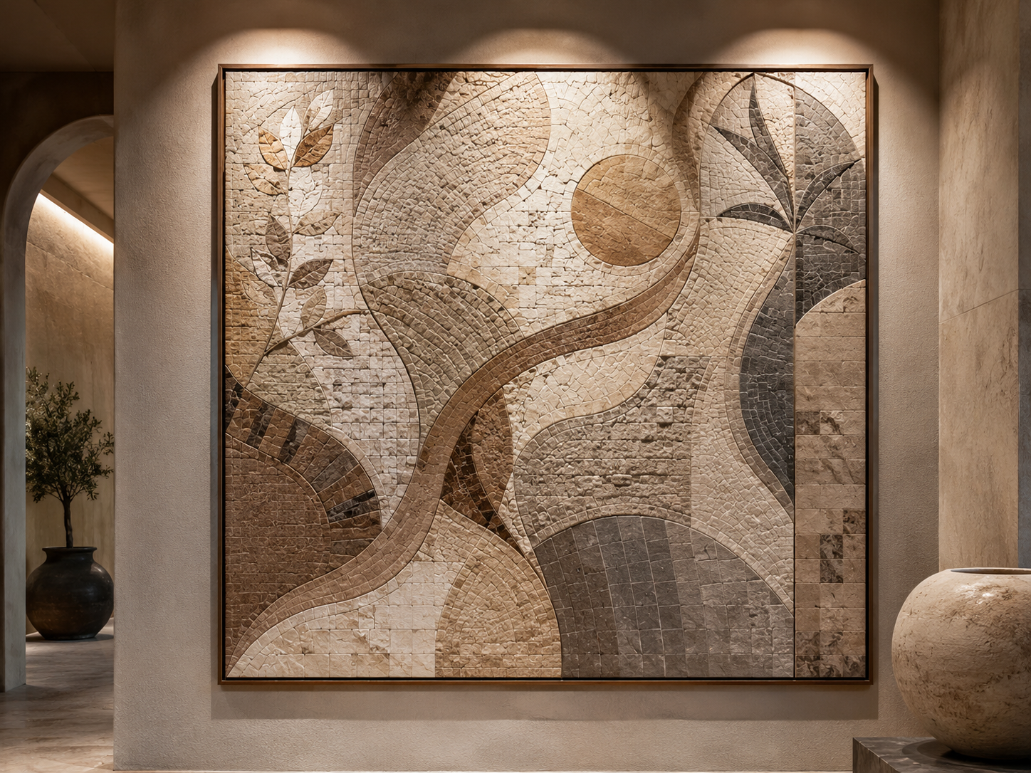 Handmade stone mosaic panel